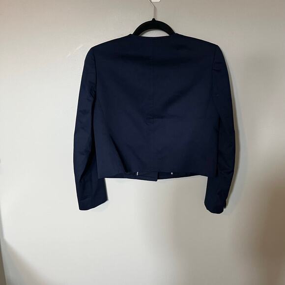 J.Crew Louisa cotton cropped navy blue blazer jacket women’s size 0 - Picture 9 of 10